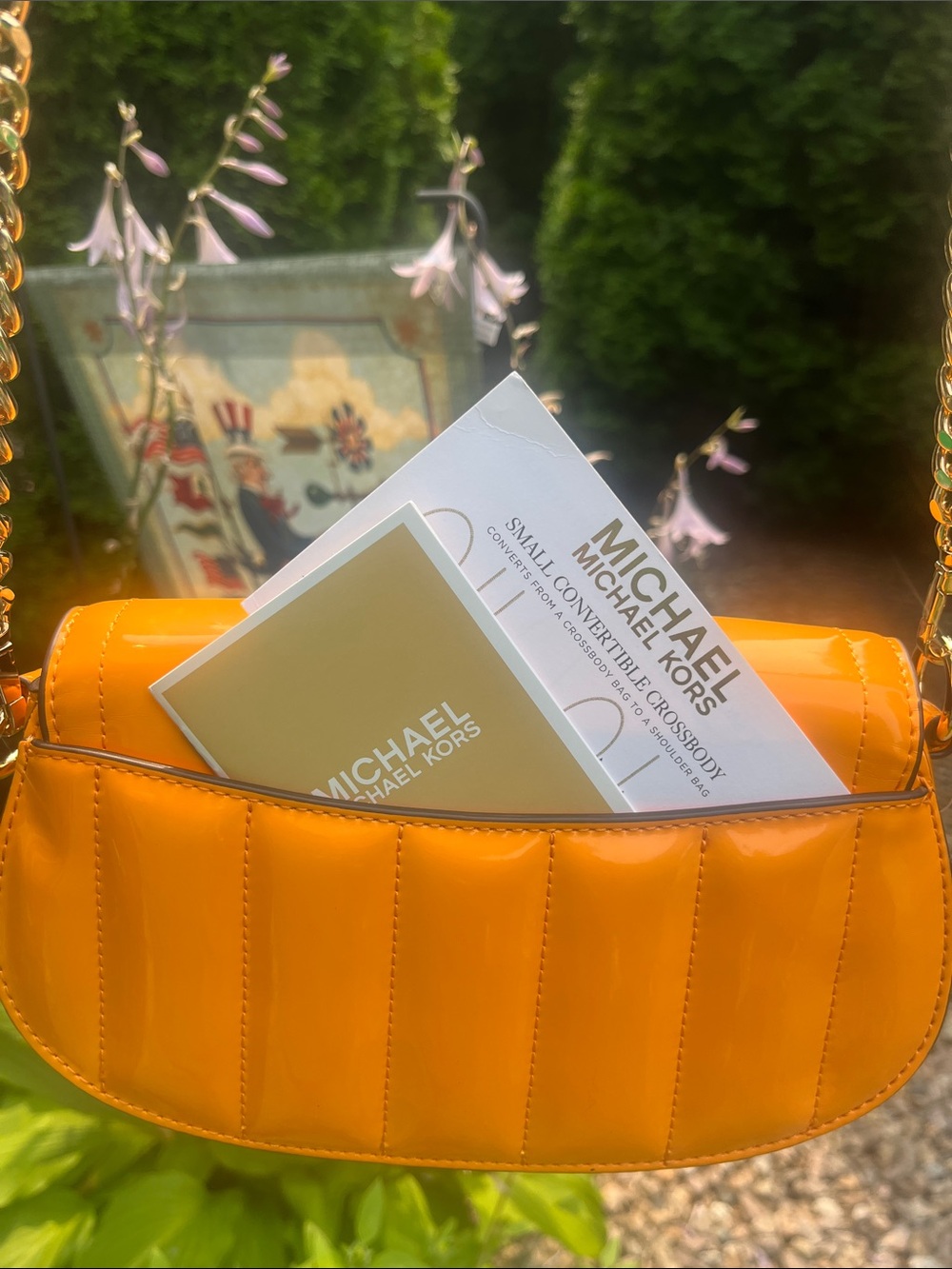 Michael Kors Mila 🍊 Patent Quilted Shoulder Bag w/ Gold Chain New. Retail $398 - Picture 8 of 8